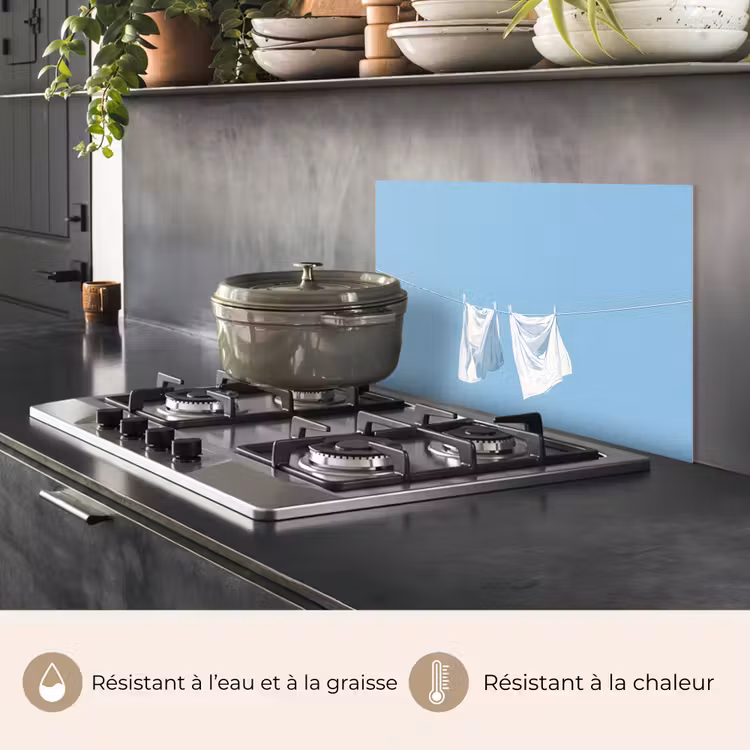 Fond de hotte - Draps - Corde à linge - Bleu - Minimaliste — 2