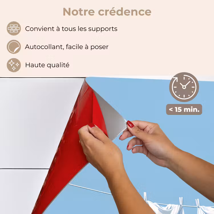 Fond de hotte - Draps - Corde à linge - Bleu - Minimaliste — 4