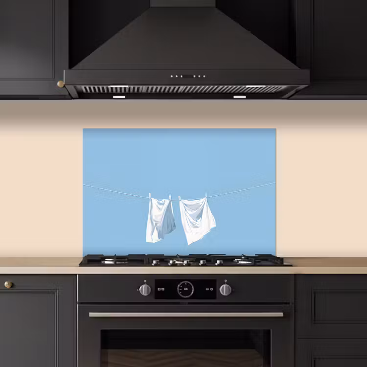 Fond de hotte - Draps - Corde à linge - Bleu - Minimaliste — 5