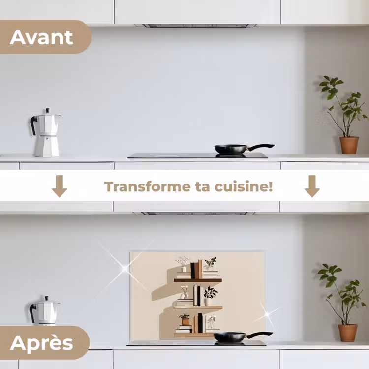 Fond de hotte - Etagères - Livres - Vases - Plantes — 7