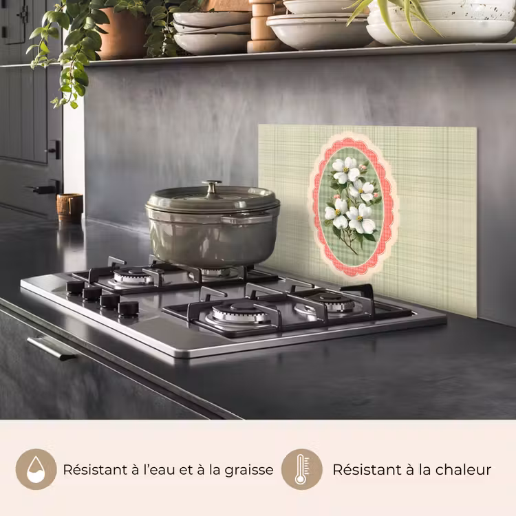 Fond de hotte - Fleurs - Illustration - Damier - Vert — 2