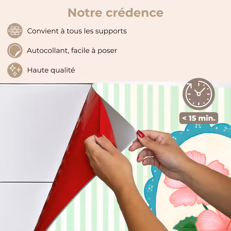 Fond de hotte - Fleurs - Ovale - Rayures - Vert — 4