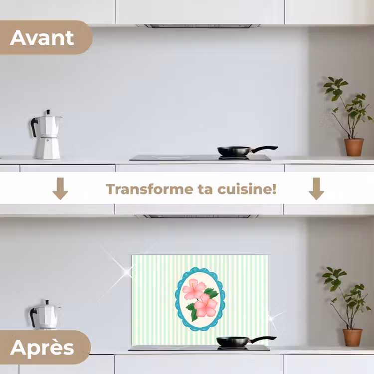 Fond de hotte - Fleurs - Ovale - Rayures - Vert — 7