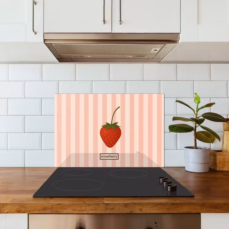 Fond de hotte - Fraise - Rayures - Minimaliste - Rouge — 3