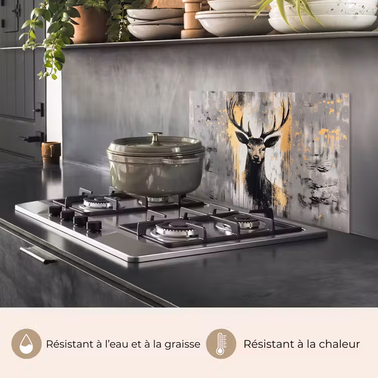 Fond de hotte - Abstrait - Cerf - Bois - Or — 2