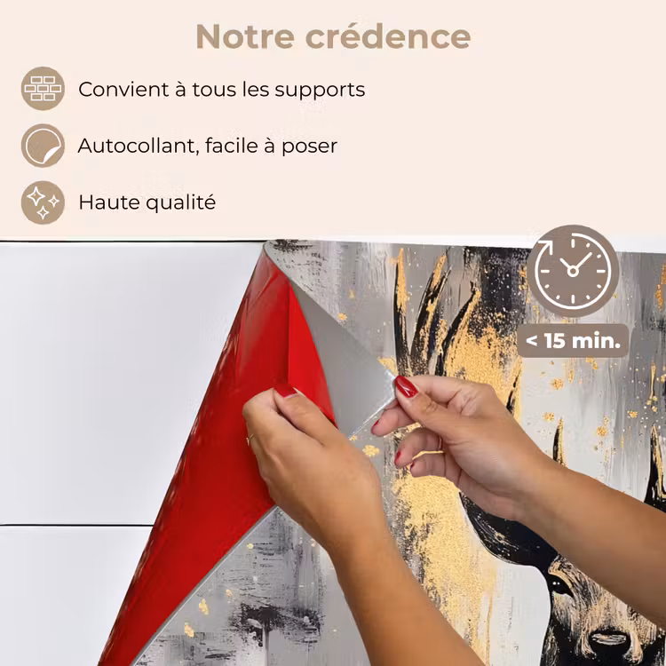 Fond de hotte - Abstrait - Cerf - Bois - Or — 4