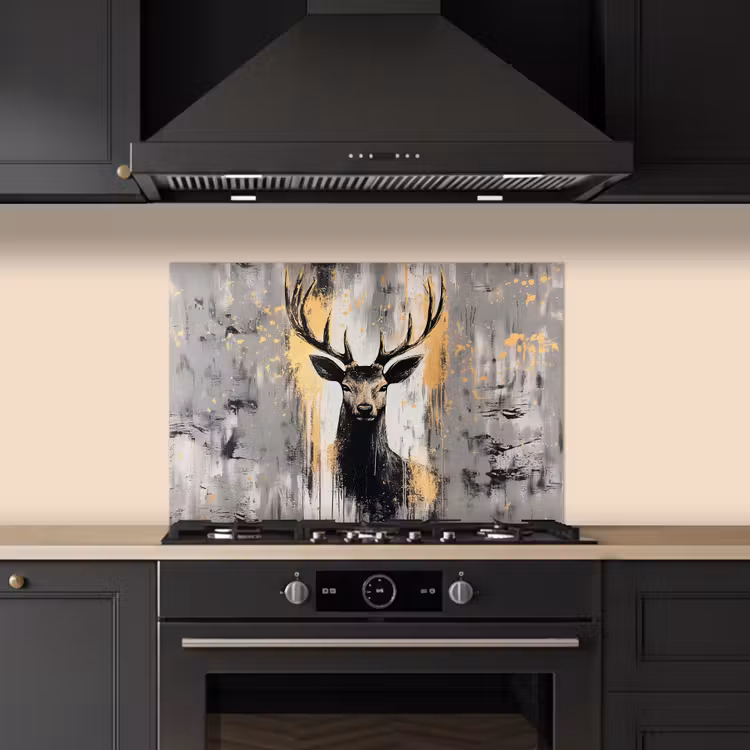 Fond de hotte - Abstrait - Cerf - Bois - Or — 5
