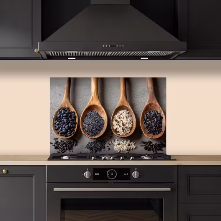 Fond de hotte - Bois - Cuillères - Riz - Graines — 5