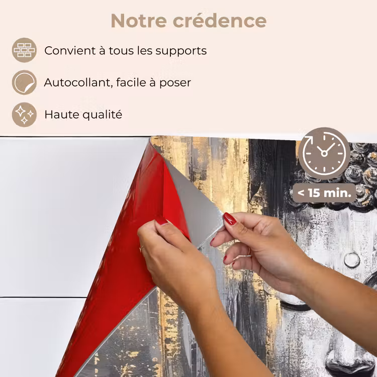 Fond de hotte - Bouddha - Coups de pinceau - Or - Abstrait — 4