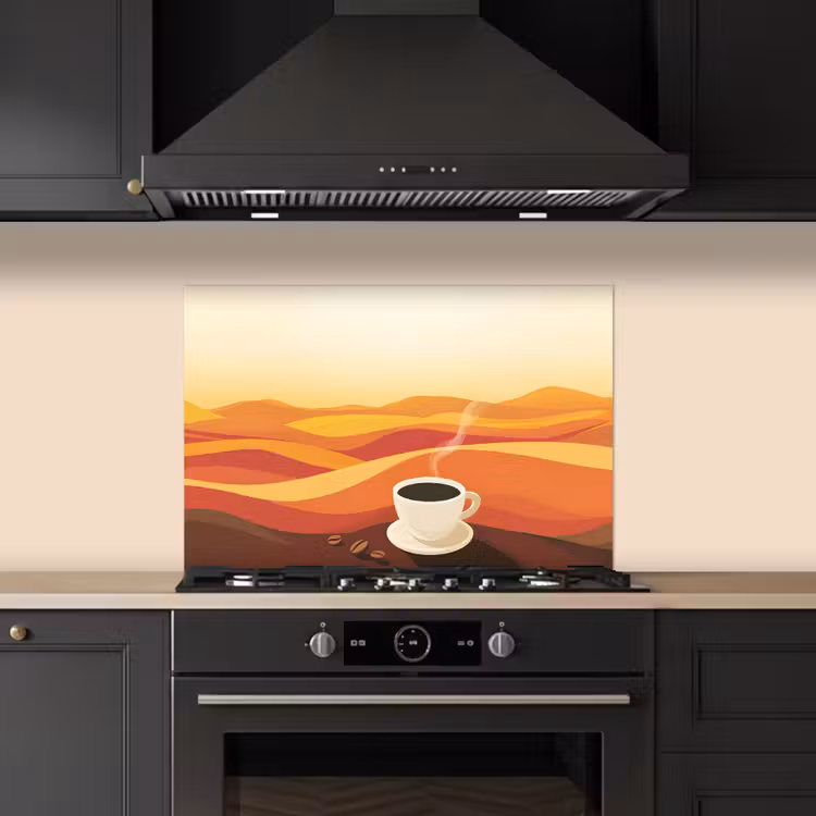 Fond de hotte - Café - Paysage - Orange - Grains de café — 5