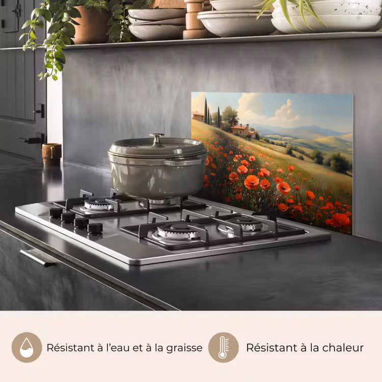 Fond de hotte - Coquelicots - Rouge - Collines - Paysage — 2