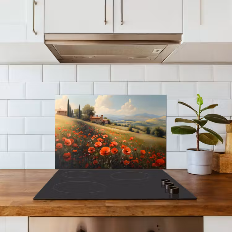 Fond de hotte - Coquelicots - Rouge - Collines - Paysage — 3