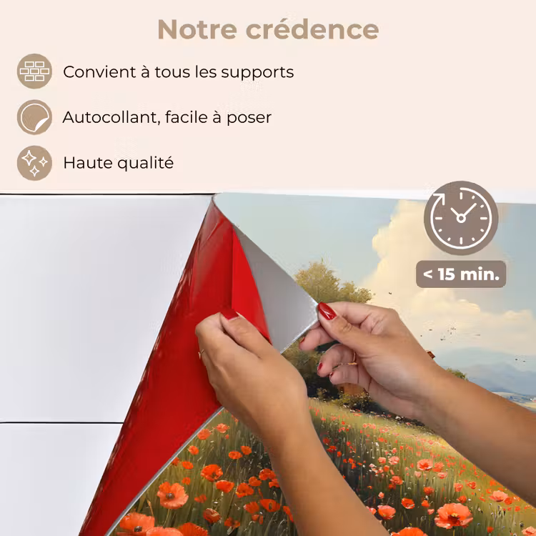 Fond de hotte - Coquelicots - Rouge - Collines - Paysage — 4