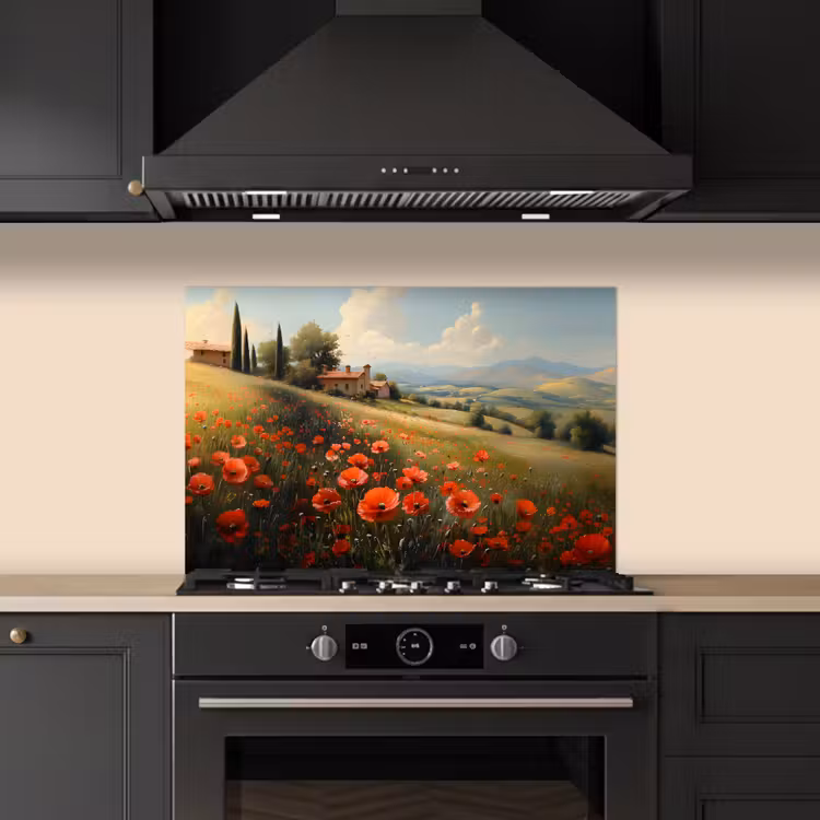 Fond de hotte - Coquelicots - Rouge - Collines - Paysage — 5