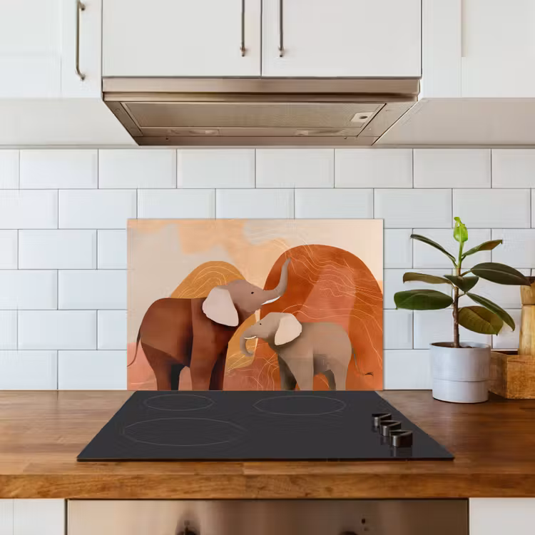Fond de hotte - Éléphants - Orange - Abstrait — 3