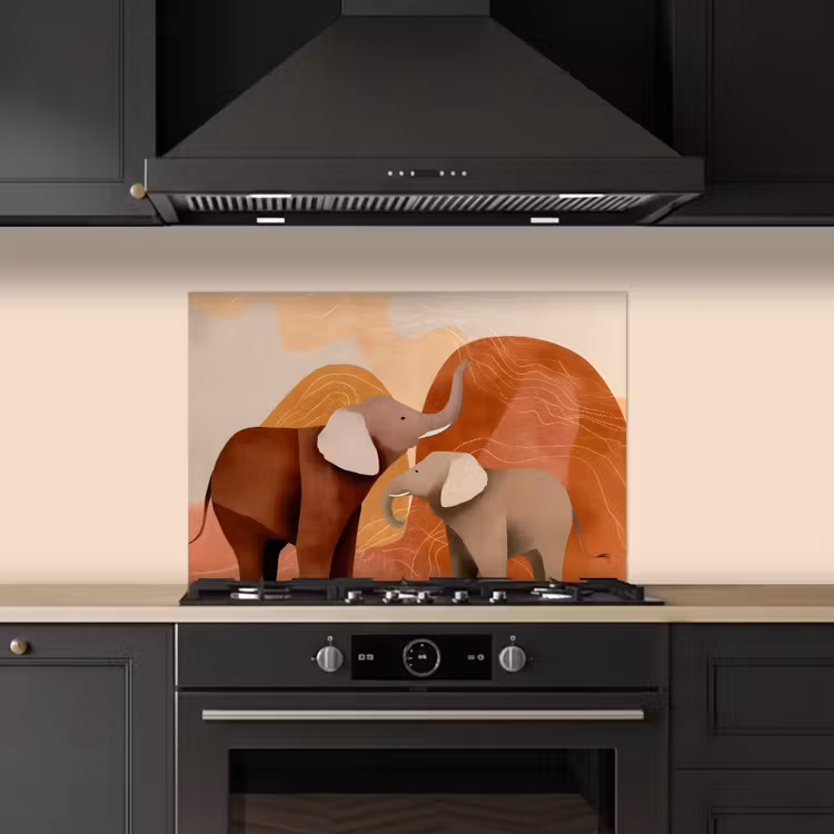 Fond de hotte - Éléphants - Orange - Abstrait — 5