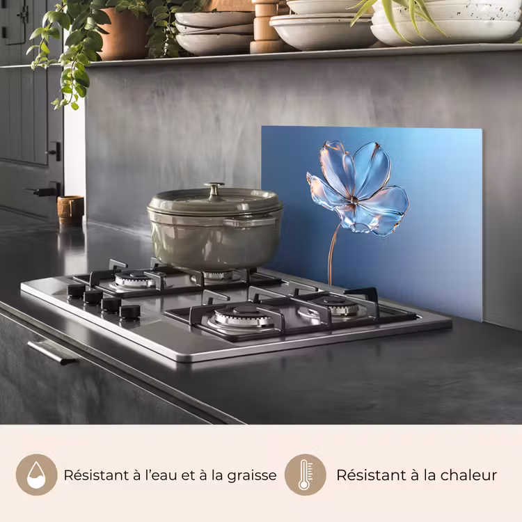 Fond de hotte - Bleu - Fleur - Verres - Orné — 2