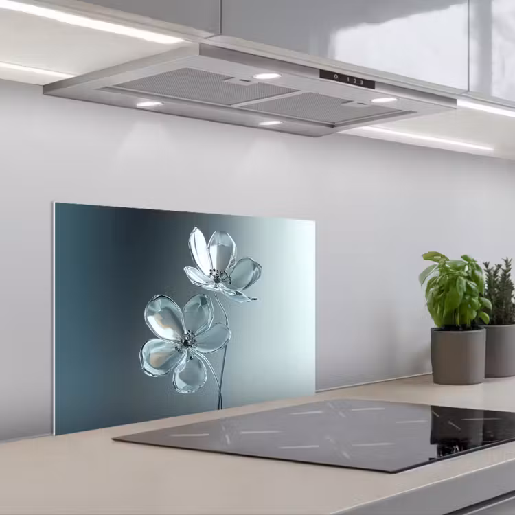 Fond de hotte - Cristal - Fleurs - Gris — 1