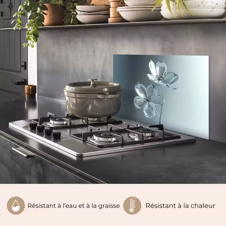 Fond de hotte - Cristal - Fleurs - Gris — 2