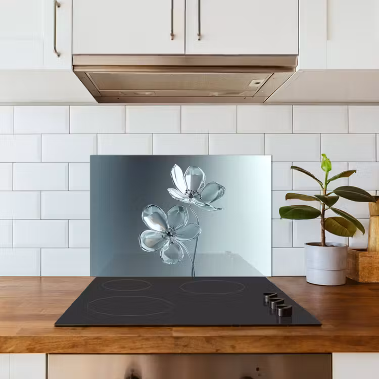 Fond de hotte - Cristal - Fleurs - Gris — 3