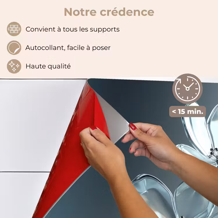 Fond de hotte - Cristal - Fleurs - Gris — 4