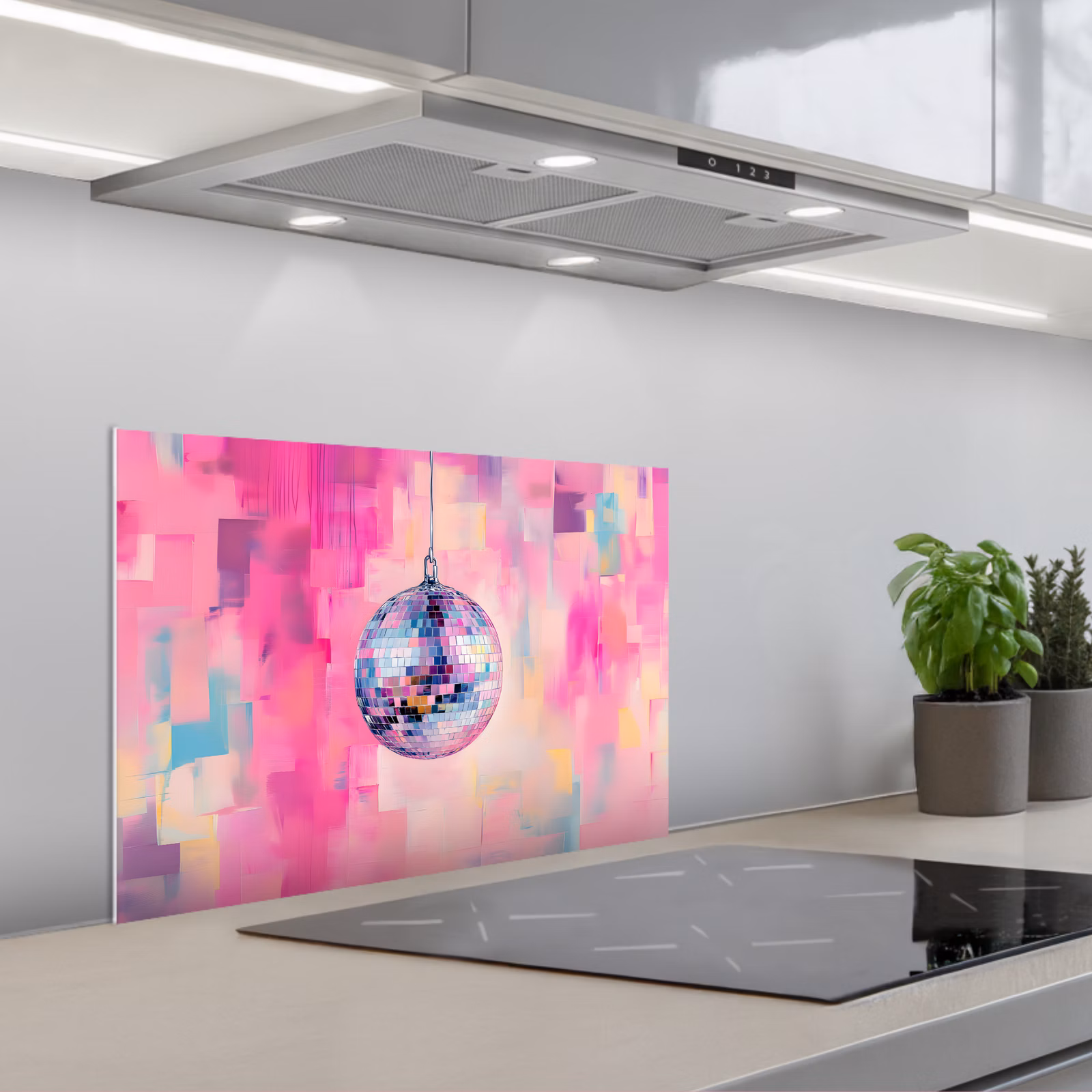 Fond de hotte - Discoball - Rose - Peinture — 1