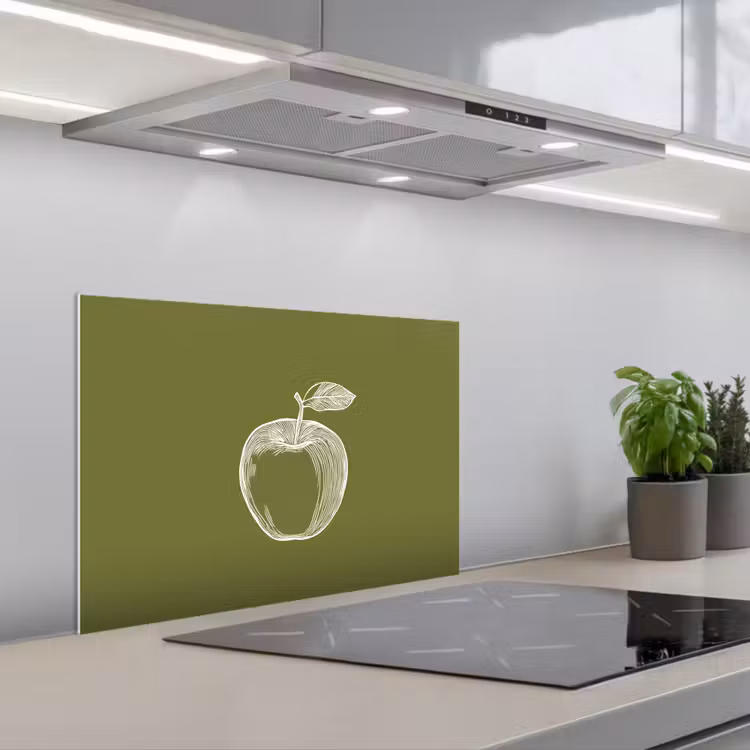 Fond de hotte - Dessin au trait - Pomme - Vert olive - Feuille — 1