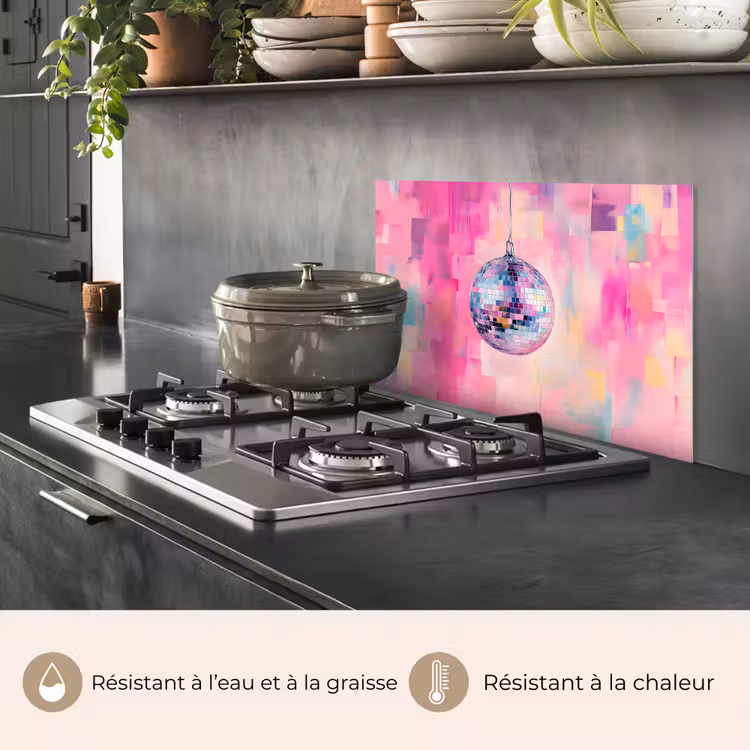 Fond de hotte - Discoball - Rose - Peinture — 2