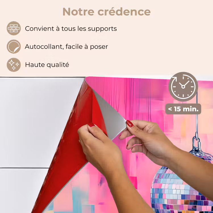 Fond de hotte - Discoball - Rose - Peinture — 4