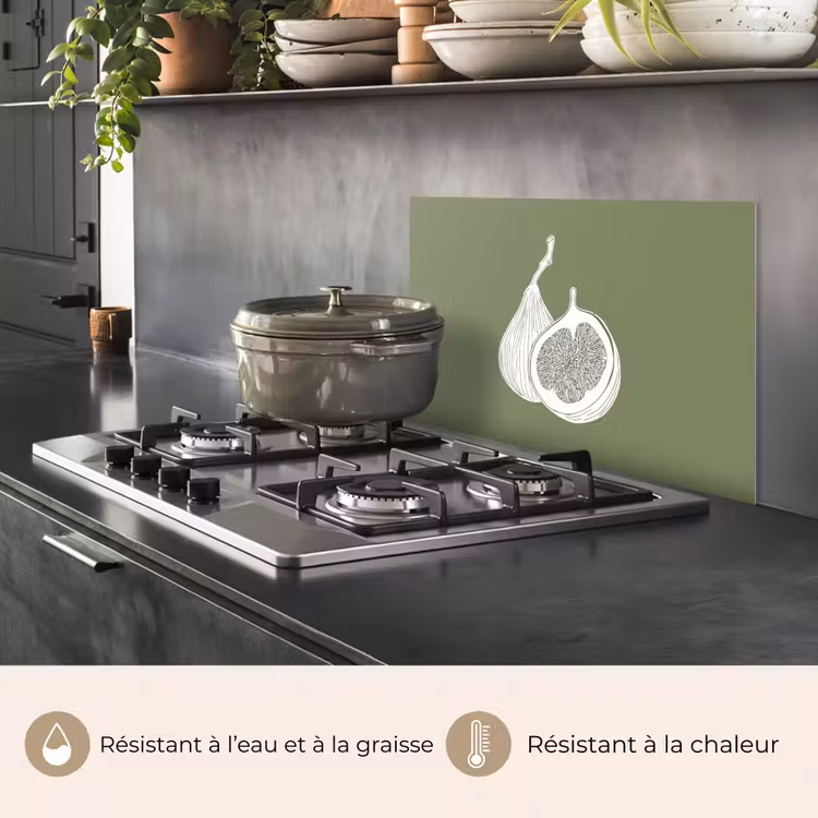Fond de hotte - Figues - Minimaliste - Dessiné - Vert mousse — 2