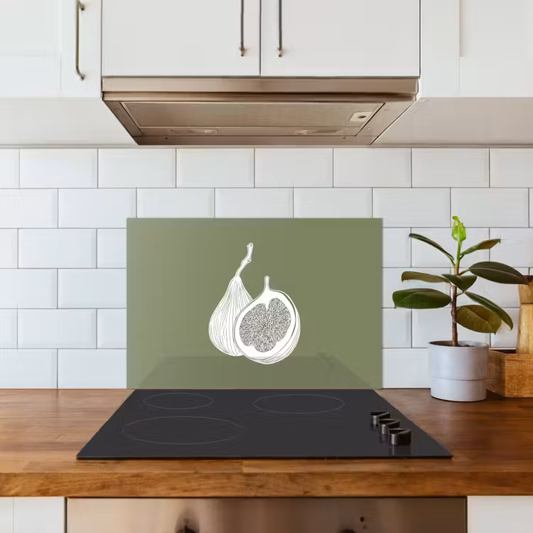 Fond de hotte - Figues - Minimaliste - Dessiné - Vert mousse — 3