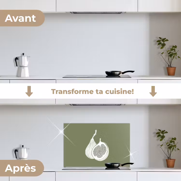 Fond de hotte - Figues - Minimaliste - Dessiné - Vert mousse — 7