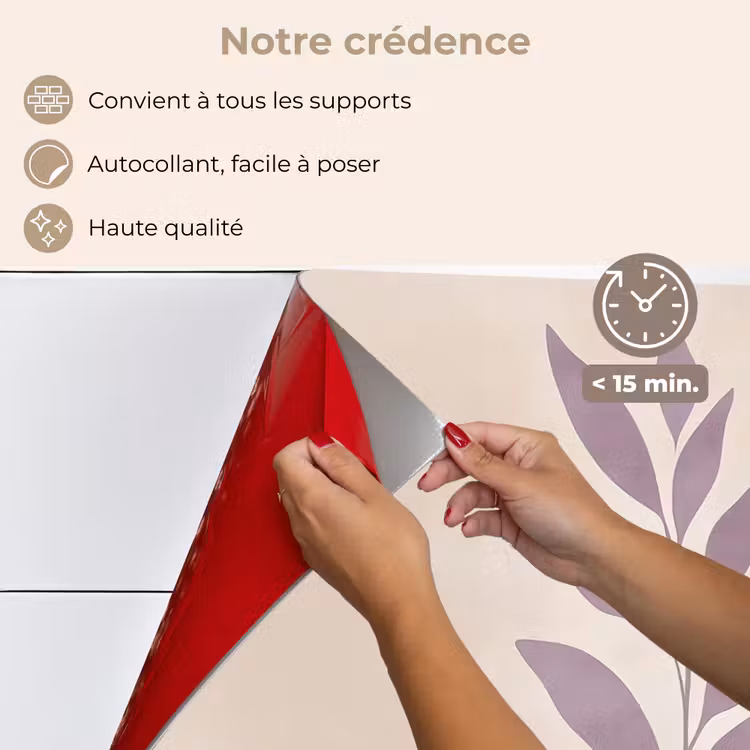 Fond de hotte - Branche - Feuilles - Minimaliste - Beige — 4