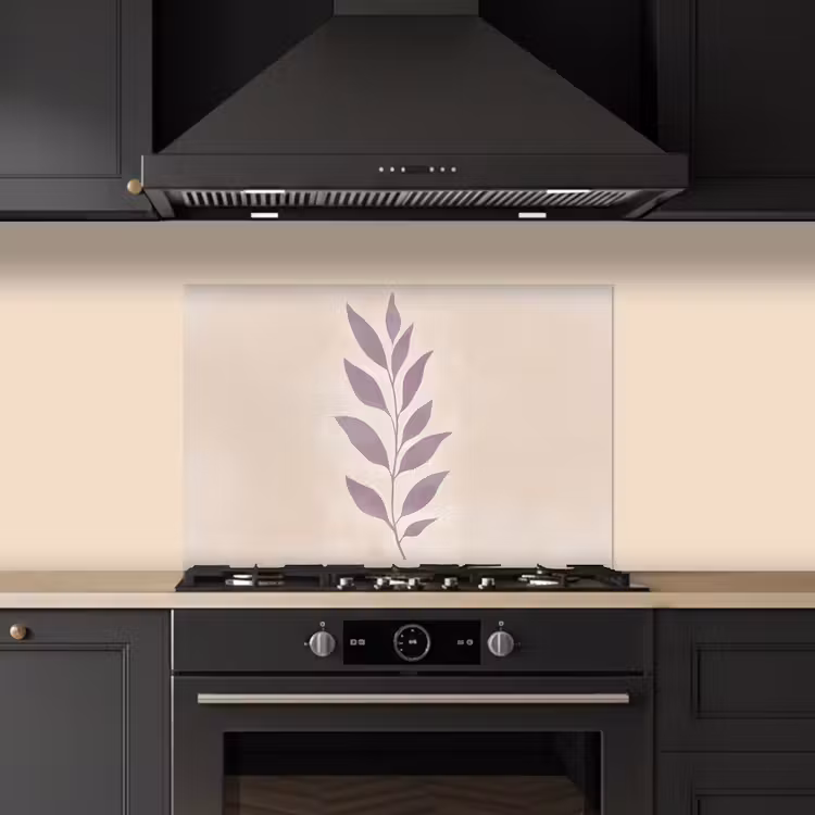 Fond de hotte - Branche - Feuilles - Minimaliste - Beige — 5