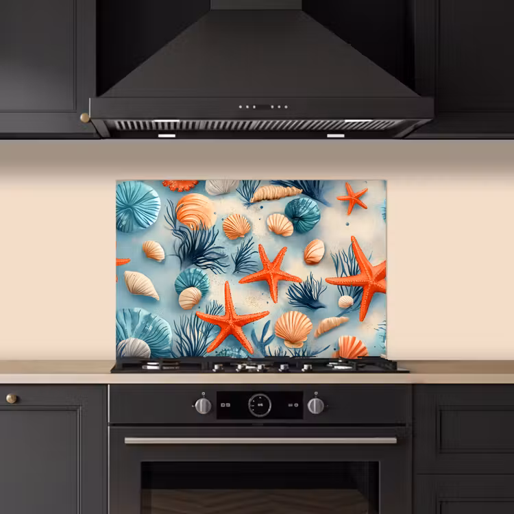 Fond de hotte - Étoile de mer - Coquillages - Illustration - Sable — 5