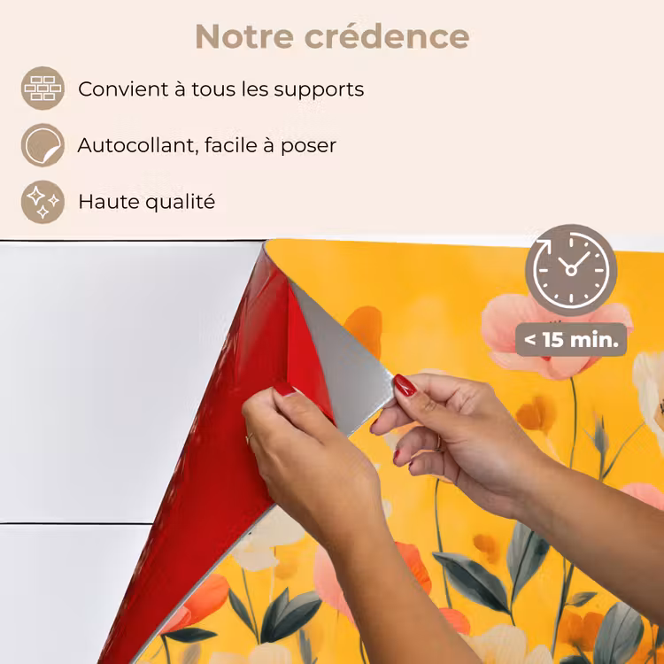 Fond de hotte - Fleurs - Champ - Jaune — 4
