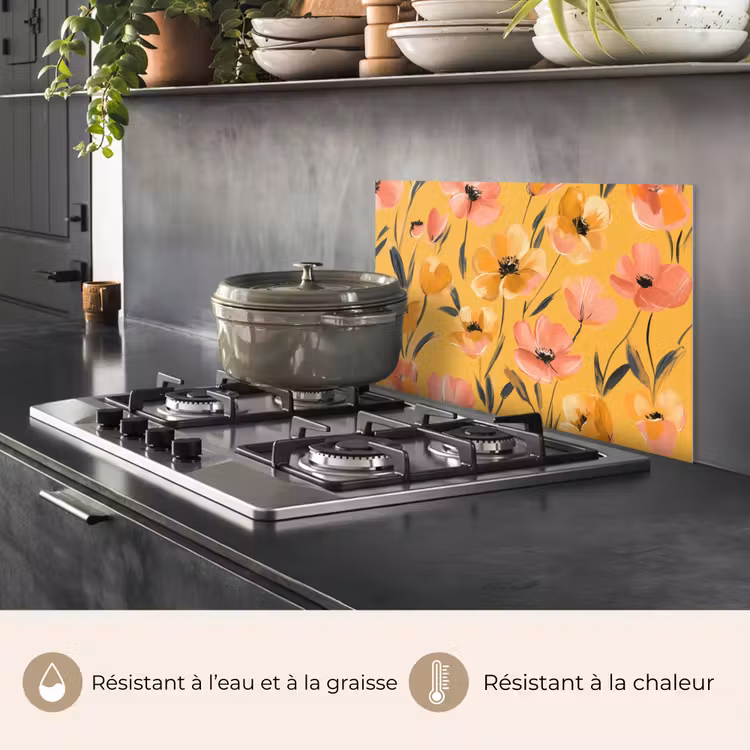Fond de hotte - Fleurs - peintes - jaunes — 2