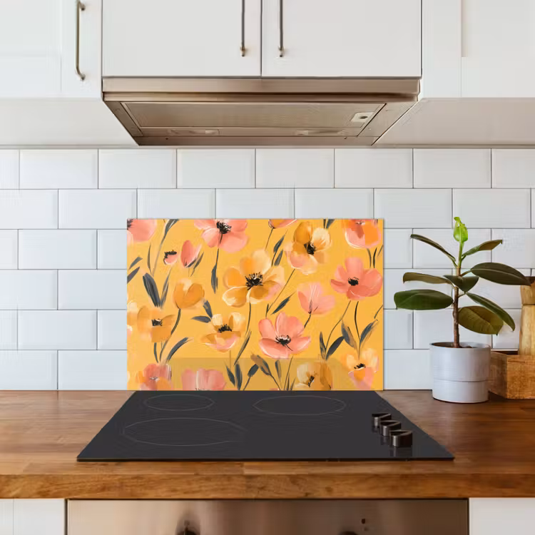 Fond de hotte - Fleurs - peintes - jaunes — 3