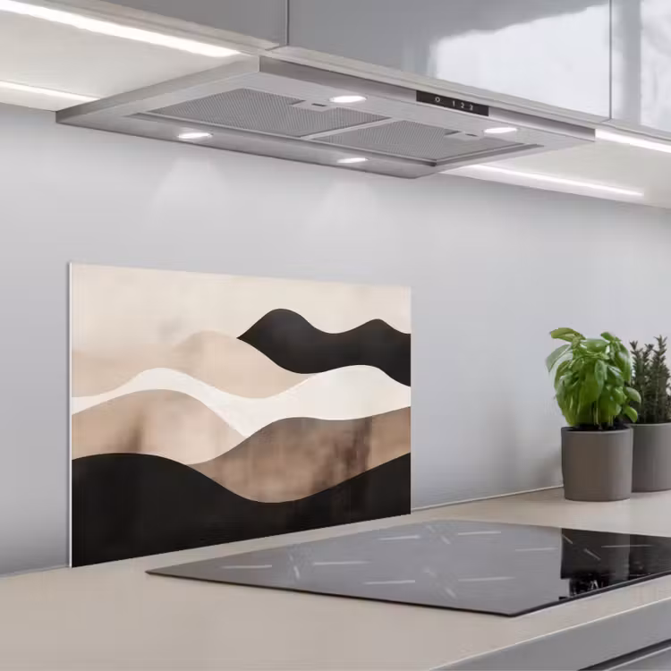 Fond de hotte - Abstrait - Paysage - Vagues - Couleur crème — 1