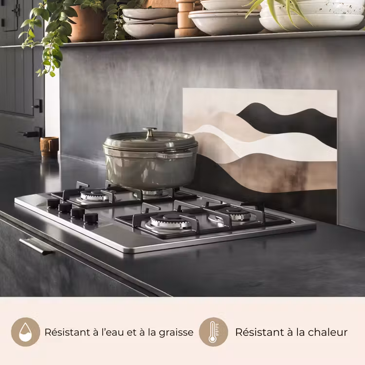 Fond de hotte - Abstrait - Paysage - Vagues - Couleur crème — 2