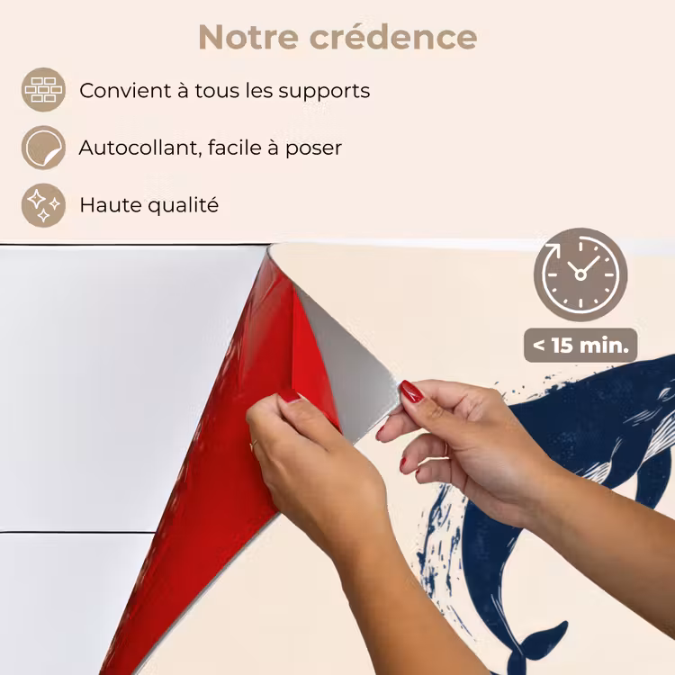 Fond de hotte - Baleines - Éclaboussures - Cercle - Bleu foncé — 4