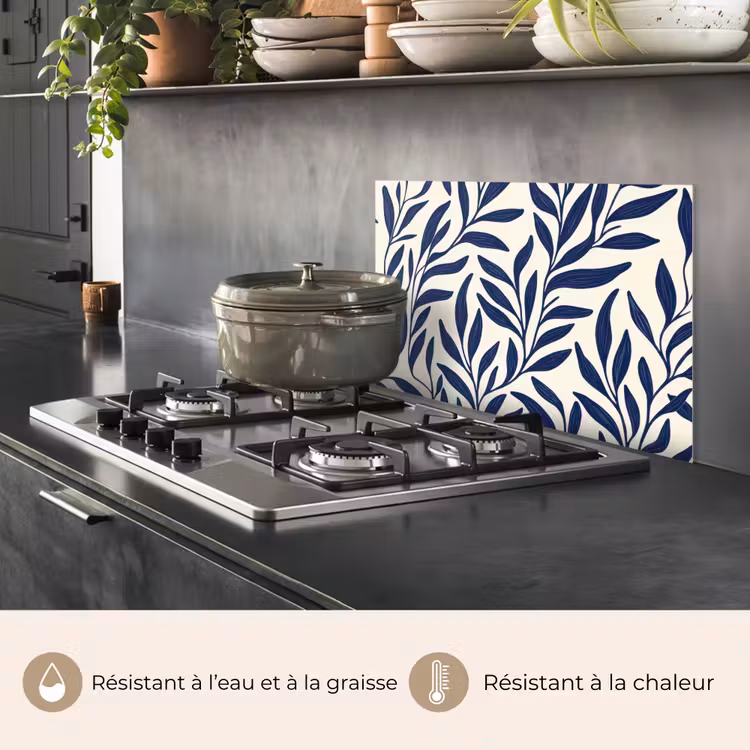Fond de hotte - Feuilles - lierre - Bleu foncé — 2