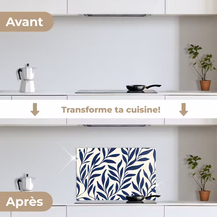 Fond de hotte - Feuilles - lierre - Bleu foncé — 7