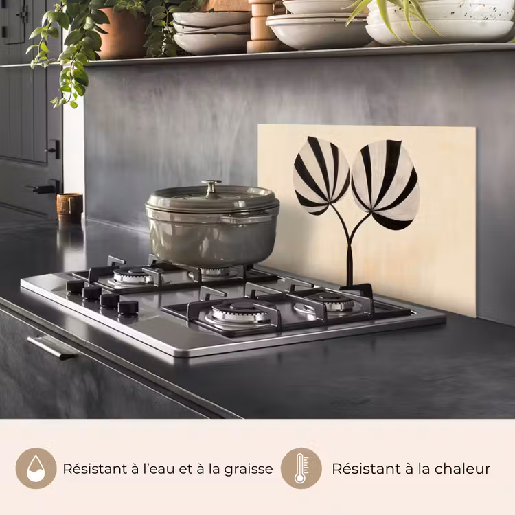 Fond de hotte - Feuilles - Rayé - Tige - Beige — 2