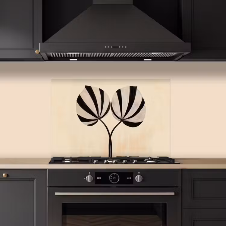 Fond de hotte - Feuilles - Rayé - Tige - Beige — 5