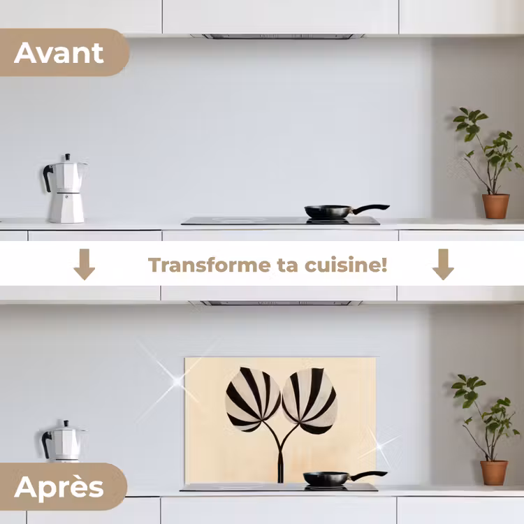 Fond de hotte - Feuilles - Rayé - Tige - Beige — 7