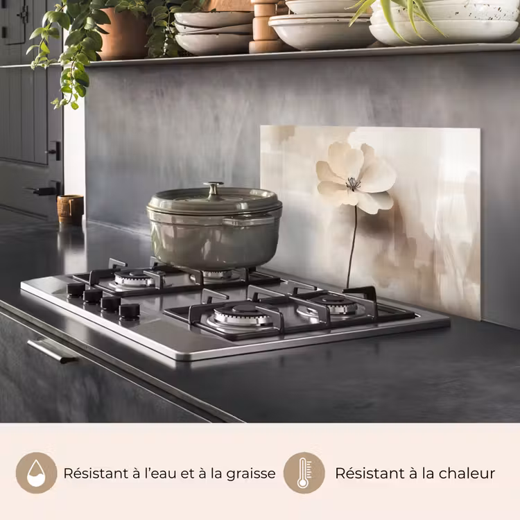 Fond de hotte - Fleur - Beige - Peinture - Ombre — 2