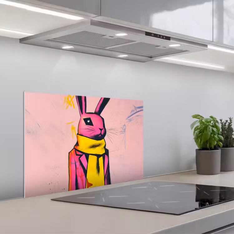 Fond de hotte - Abstrait - Lapin - Foulard - Jaune — 1