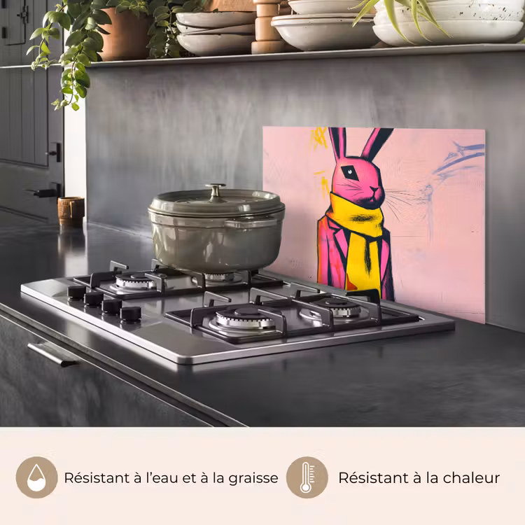 Fond de hotte - Abstrait - Lapin - Foulard - Jaune — 2