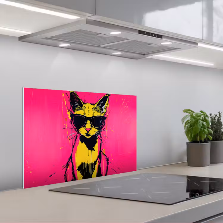 Fond de hotte - Cat - Art - Lunettes de soleil - Rose — 1